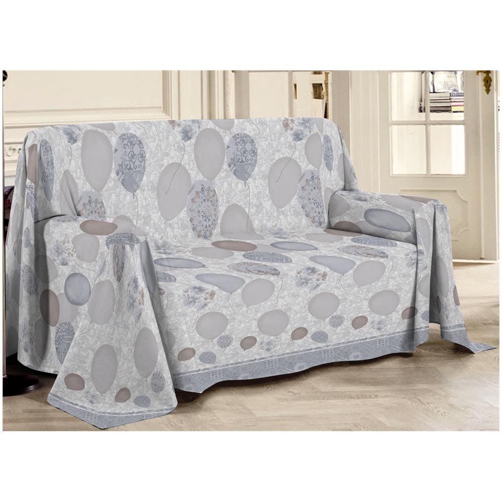Telo Arredo Multiuso Linea Pensieri Delicati In Cotone Disegno Palloncini Singolo Grigio - Foto 1