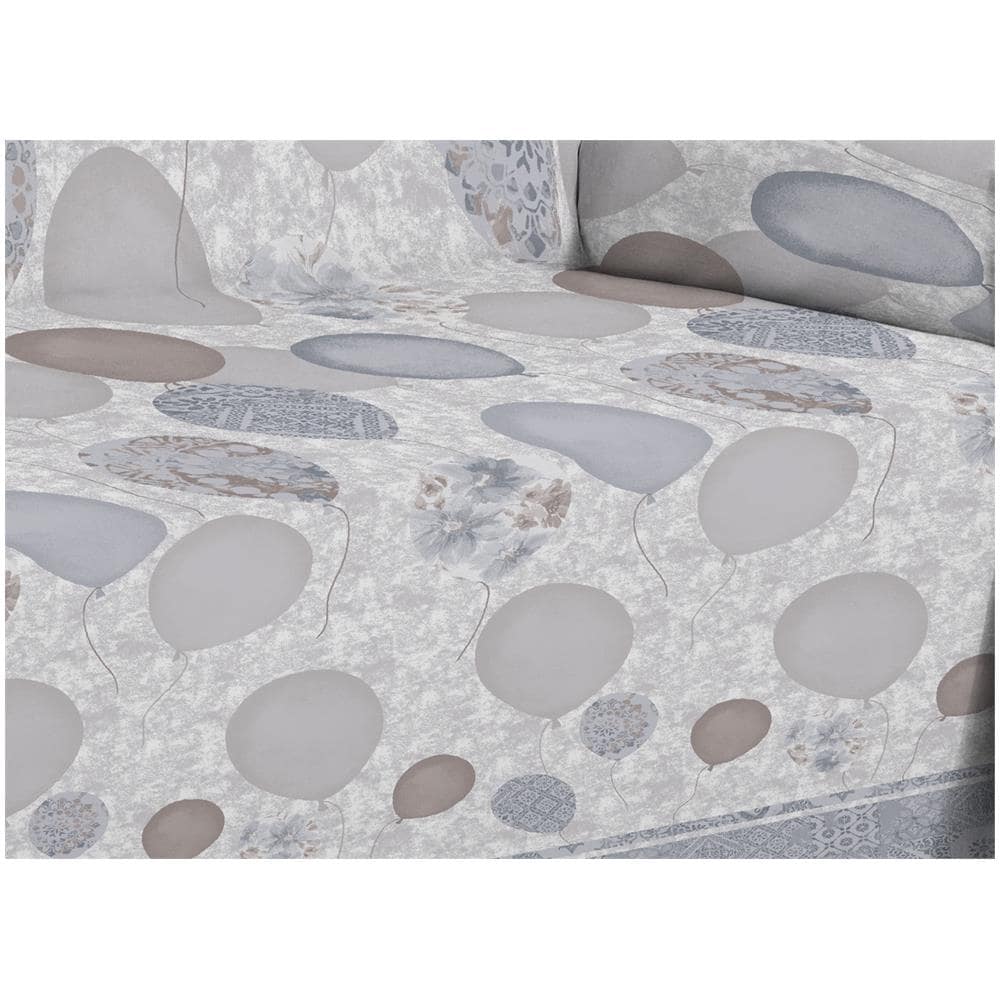 Telo Arredo Multiuso Linea Pensieri Delicati In Cotone Disegno Palloncini Singolo Grigio - Foto 5