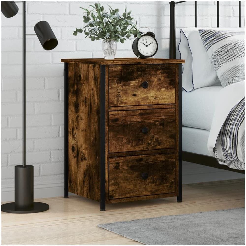 Comodino Rovere Fumo 40x36x60 Cm In Legno Multistrato - Foto 1