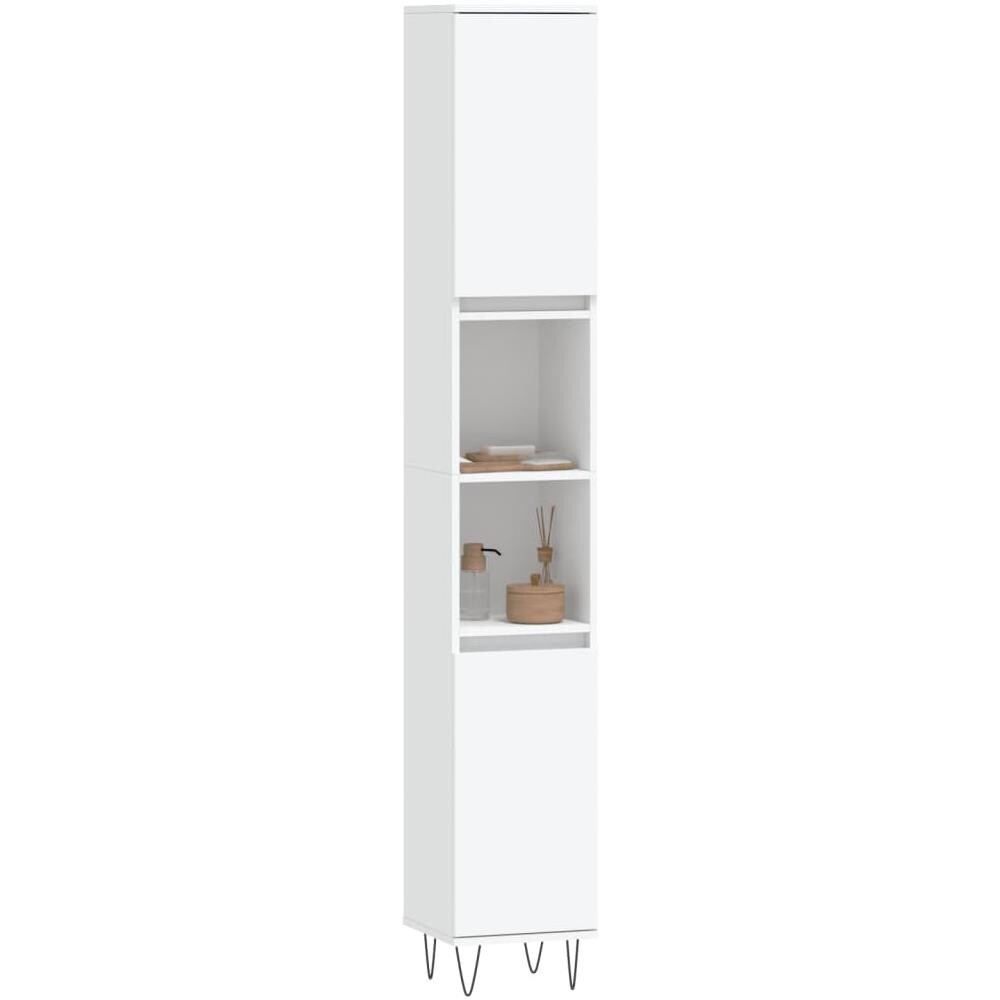 Armadietto Da Bagno Bianco 30x30x190 Cm In Legno Multistrato - Foto 3