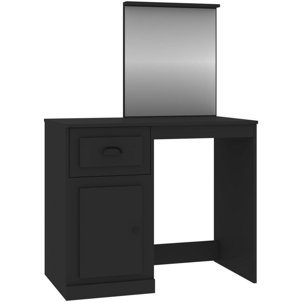 Toeletta Con Specchio Nera 90x50x132,5 Cm Legno Multistrato - Foto 2