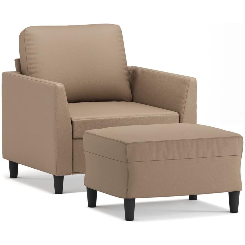 Poltrona Con Poggiapiedi Cappuccino 60 Cm In Similpelle - Foto 2