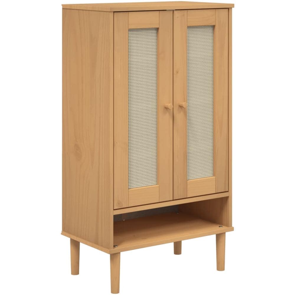 Scarpiera Senja Aspetto Rattan Marrone 59,5x35x107 Cm Massello - Foto 2