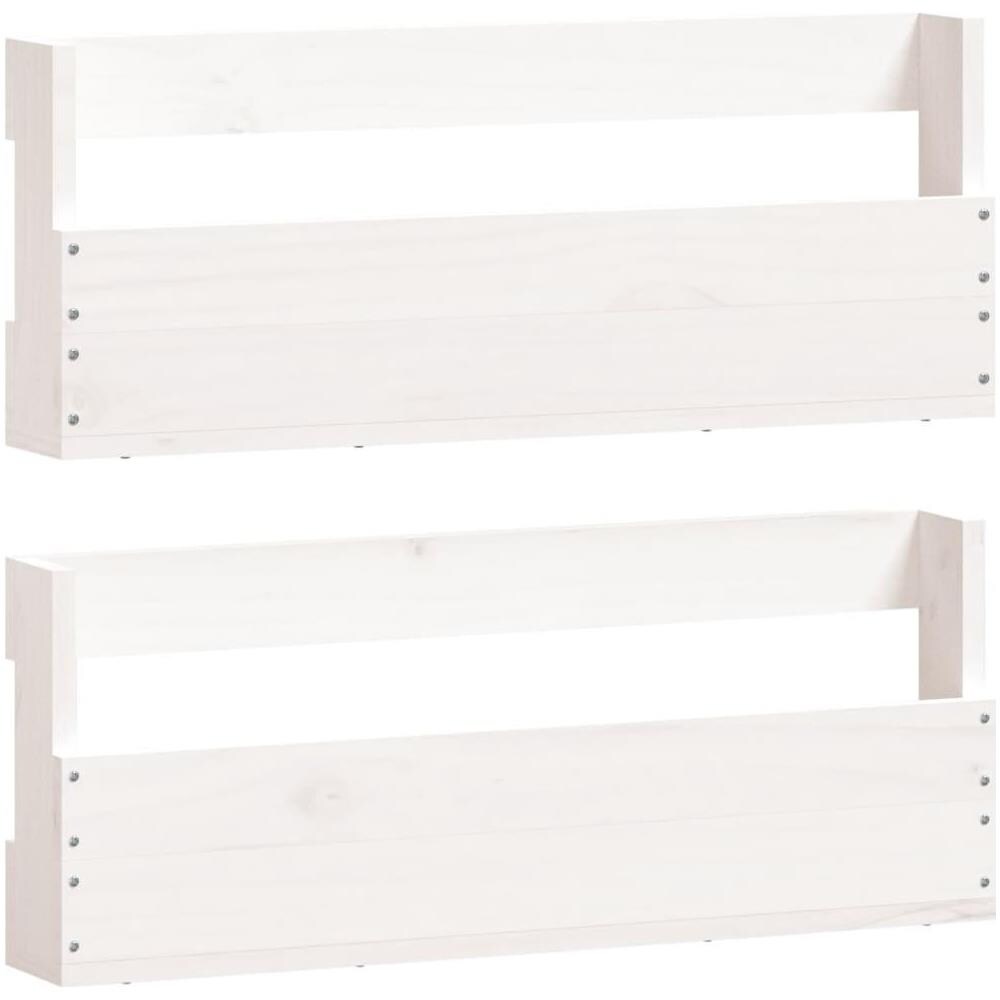 Scarpiere a Parete 2 pz Bianco 59x9x23cm Legno Massello di Pino - Foto 1
