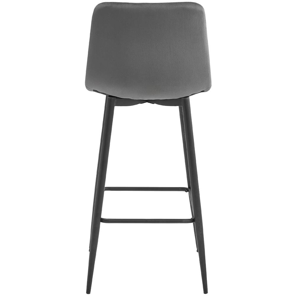 Sgabello POZZA in velluto grigio scuro con gambe nere per cucina x3 - Foto 6