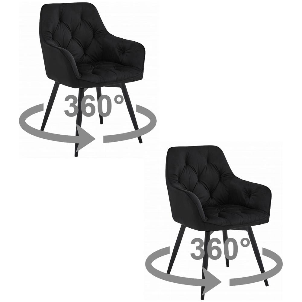 Sedia girevole in velluto LUKK360 - Nero x 2 - Foto 1