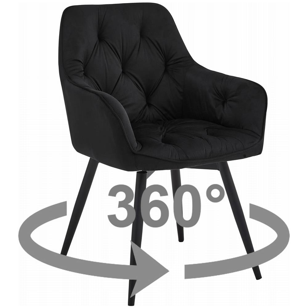 Sedia girevole in velluto LUKK360 - Nero x 2 - Foto 2