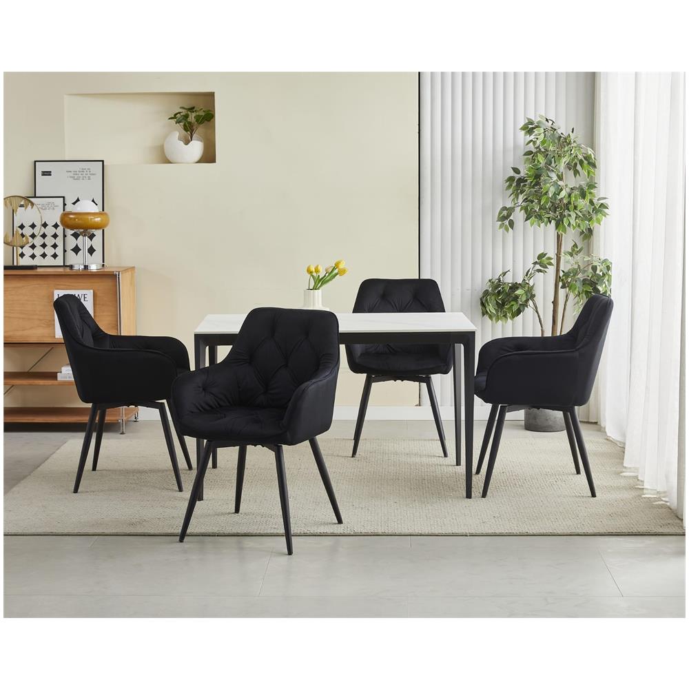 Sedia girevole in velluto LUKK360 - Nero x 2 - Foto 10