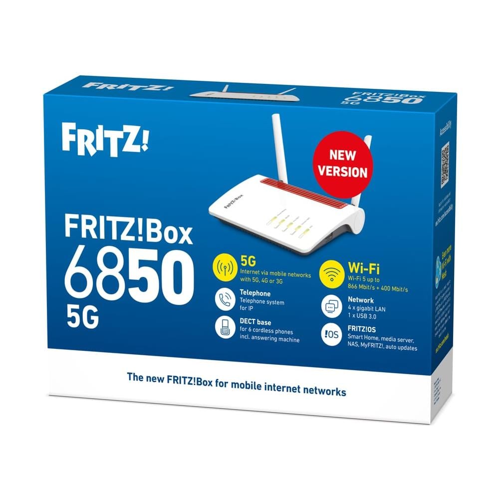 Box 6850 5G, Router di rete cellulare, Bianco, Scrivania /parete, WLAN, WPS, Gigabit Ethernet, IPv6 - Foto 2