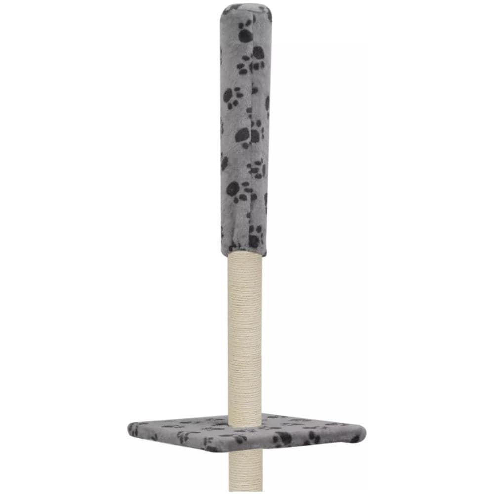 Albero Per Gatti E Tiragraffi Sisal 260cm Zampe Stampate Grigio - Foto 7
