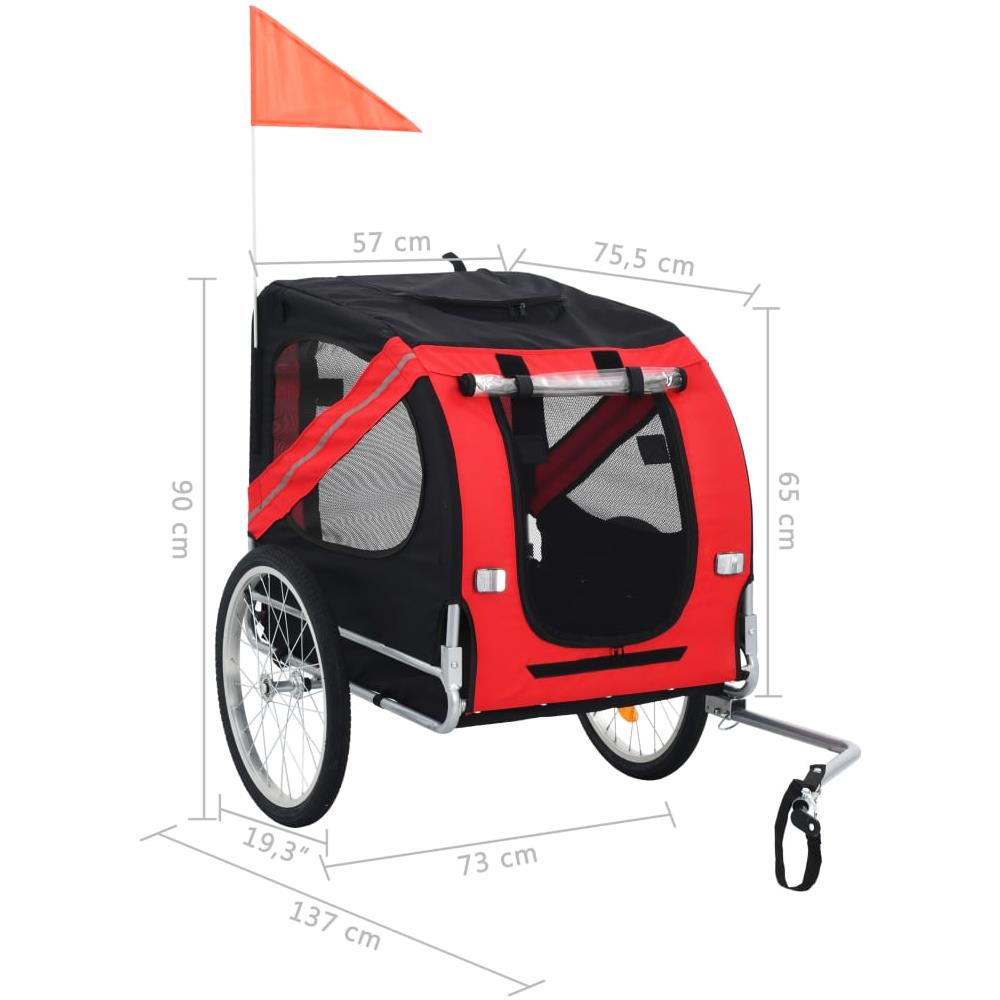 Rimorchio Da Bici Per Cani Rosso E Nero - Foto 7