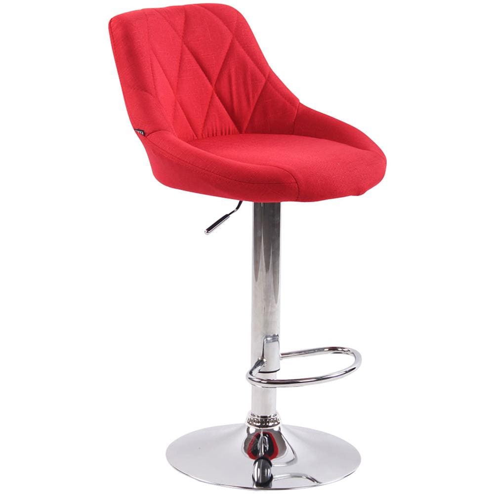 Sgabello Design LAZIO in Tessuto - Sedia Cucina Girevole e Regolabile (83-104 cm) con Poggiapiedi I Sgabello Bar Imbottito Rosso - Foto 1
