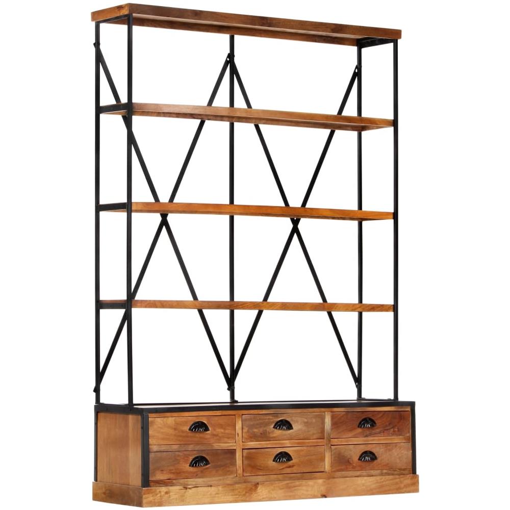 Libreria A 4 Ripiani 6 Cassetti 122x36x181cm Massello Di Mango - Foto 1