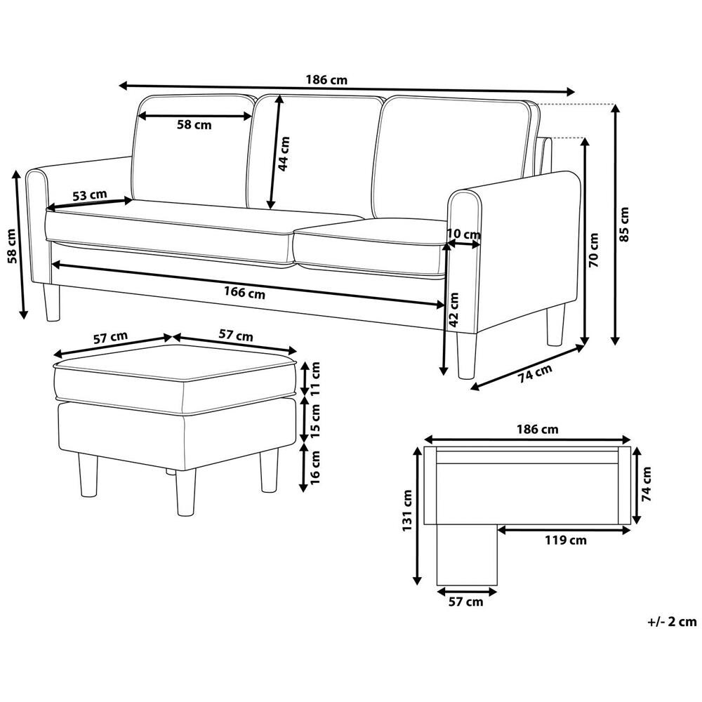 Divano In Tessuto Con Pouf Blu Scuro Avesta - Foto 2