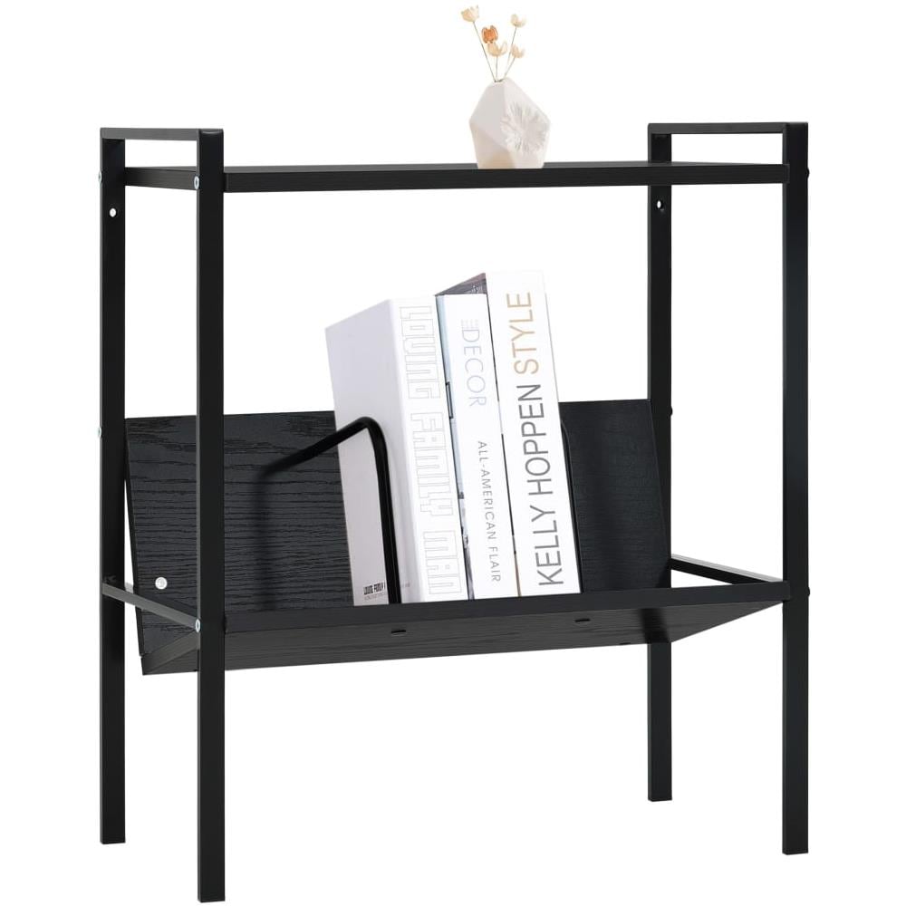 Scaffale Libri 2 Ripiani Nero 52x28x59 cm Legno Multistrato - Foto 2