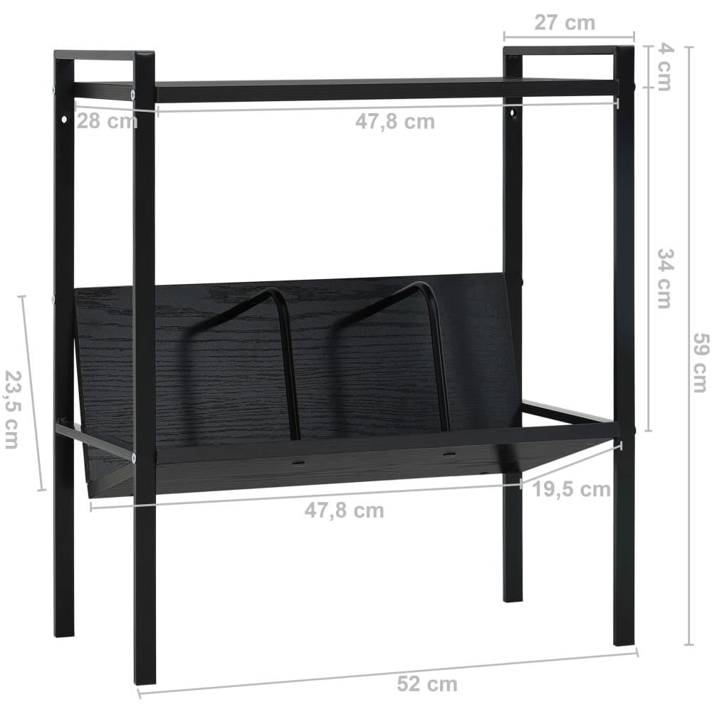 Scaffale Libri 2 Ripiani Nero 52x28x59 cm Legno Multistrato - Foto 8