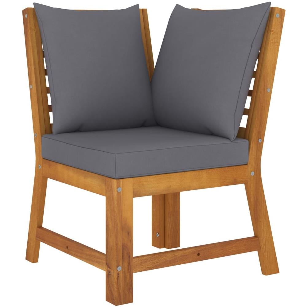 Set Divani Giardino 3pz Cuscini Grigio Scuro Acacia Massello - Foto 3