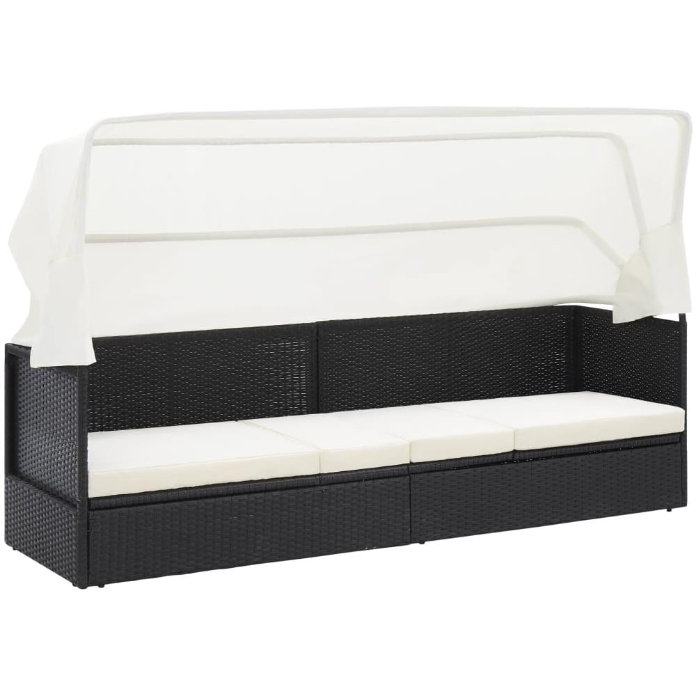 Divano da Giardino con Tettoia in Polyrattan Nero - Foto 1