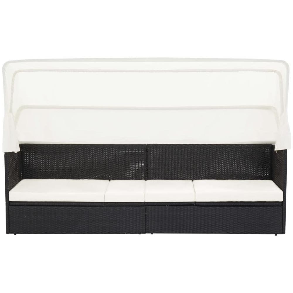 Divano da Giardino con Tettoia in Polyrattan Nero - Foto 2