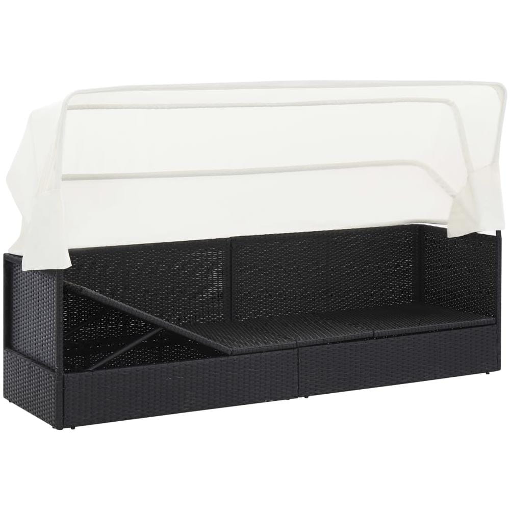 Divano da Giardino con Tettoia in Polyrattan Nero - Foto 3