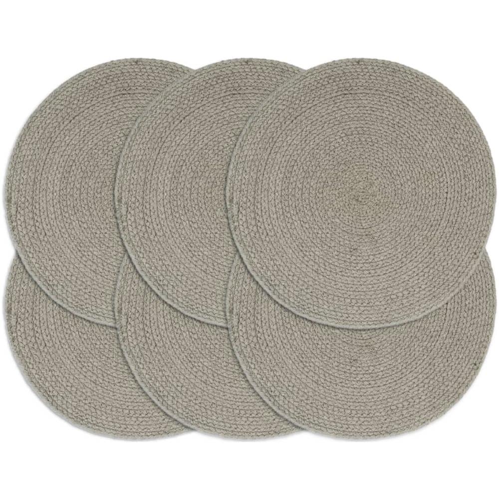 Tovagliette 6 Pz Grigio Neutro 38 Cm Rotonde In Cotone - Foto 1