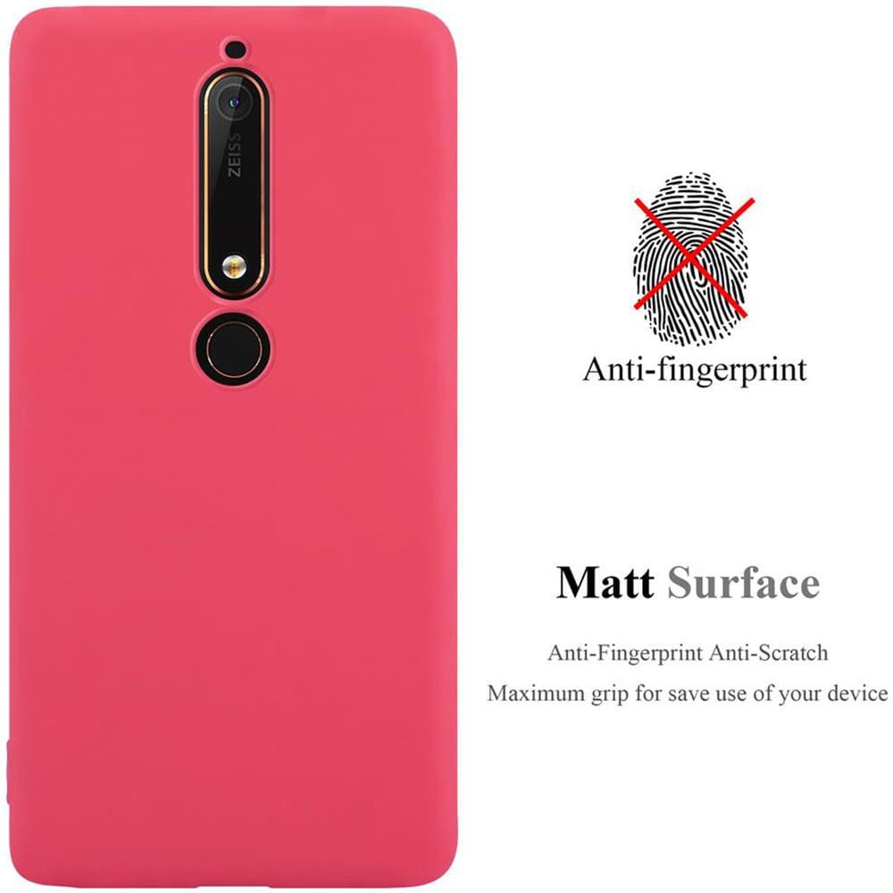 Custodia Compatibile Con Nokia 6 2018 / Nokia 6.1 In Candy Rosso - Coperchio Protettivo In Silicone Tpu Flessibile - Foto 2
