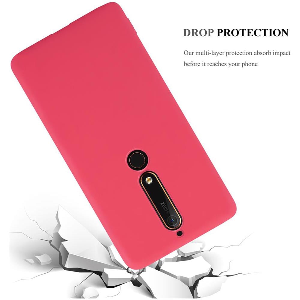 Custodia Compatibile Con Nokia 6 2018 / Nokia 6.1 In Candy Rosso - Coperchio Protettivo In Silicone Tpu Flessibile - Foto 8