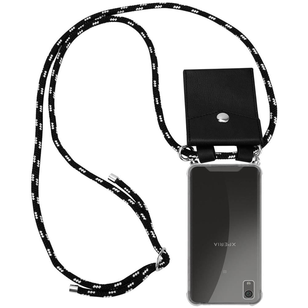 Catena Di Telefoni Cellulari Compatibile Con In Nero Argento - Coperchio Protettivo In Silicone Con Anelli D'argento, Cinturino In Corda E Custodia Staccabile - Foto 1