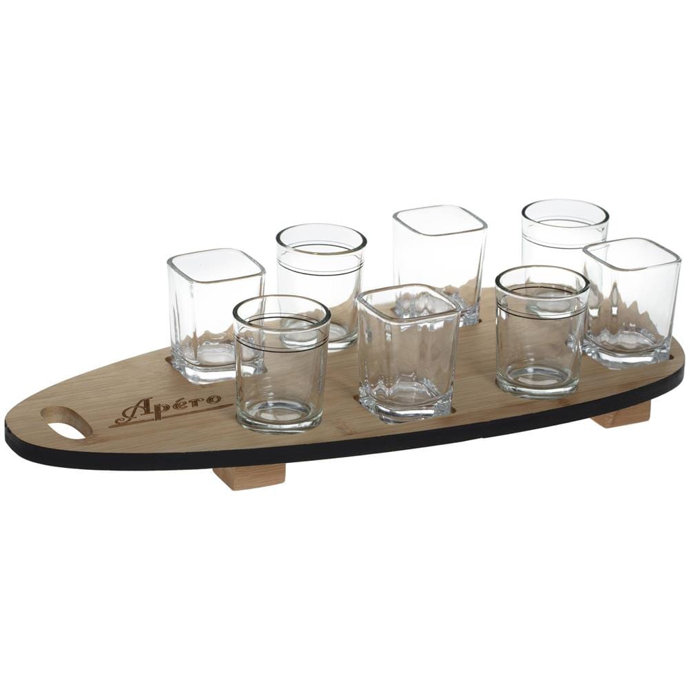 Set Snack Su Un Vassoio Di Legno, 8 Bicchieri - Foto 1