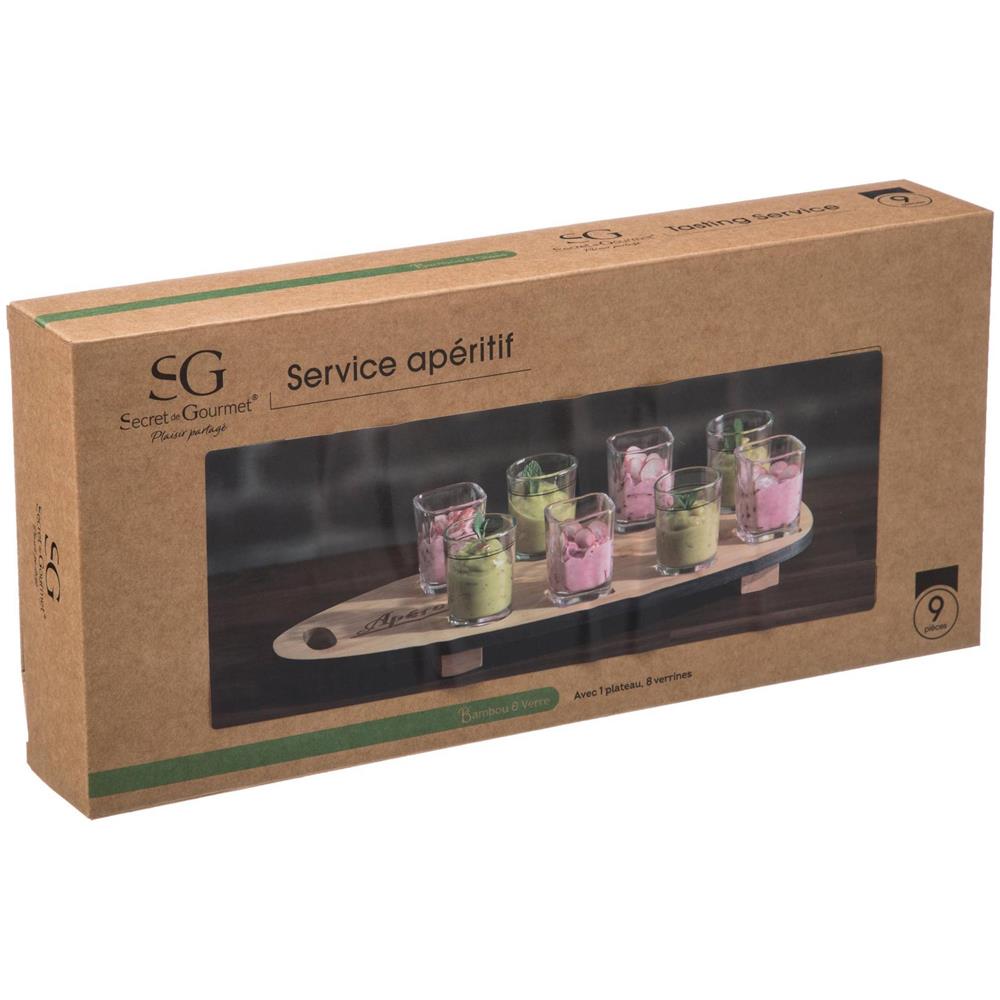 Set Snack Su Un Vassoio Di Legno, 8 Bicchieri - Foto 2
