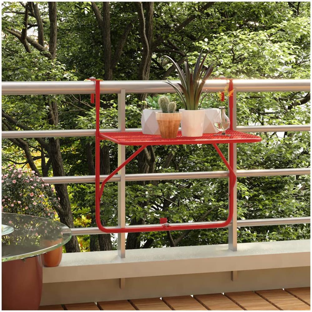 Tavolo Da Balcone Rosso 60x40 Cm In Acciaio - Foto 1