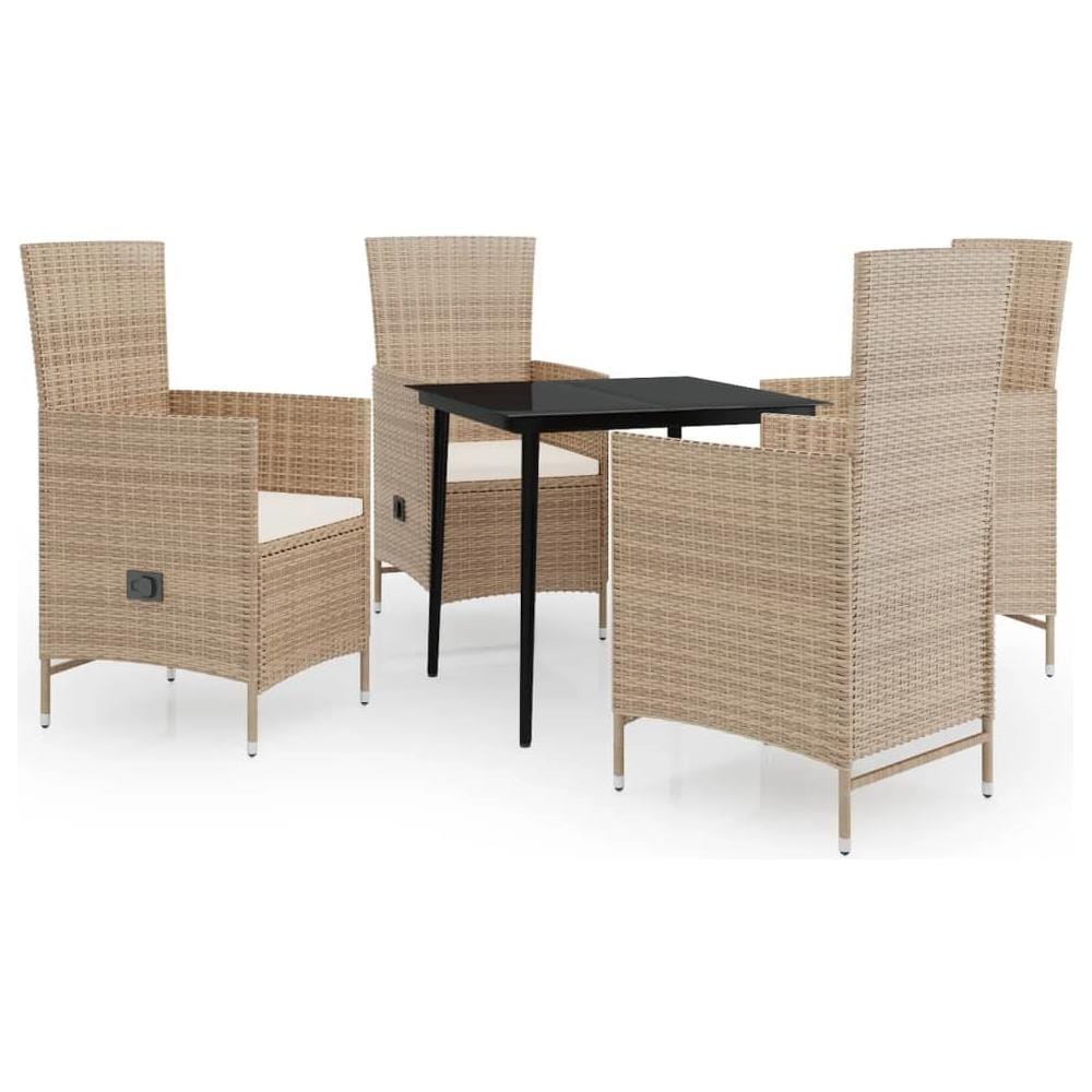 Set Da Pranzo Per Giardino 5 Pz Con Cuscini Beige - Foto 2