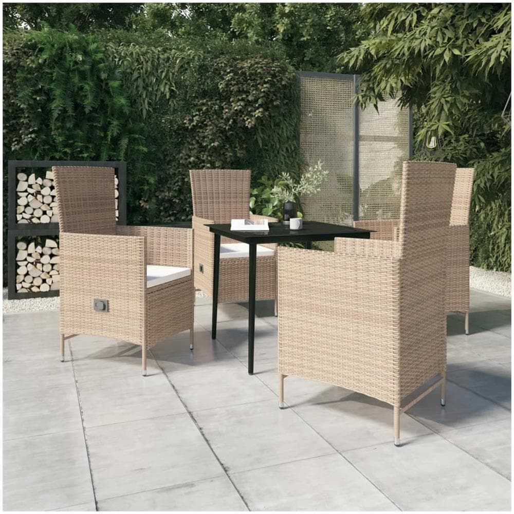 Set Da Pranzo Per Giardino 5 Pz Con Cuscini Beige - Foto 1
