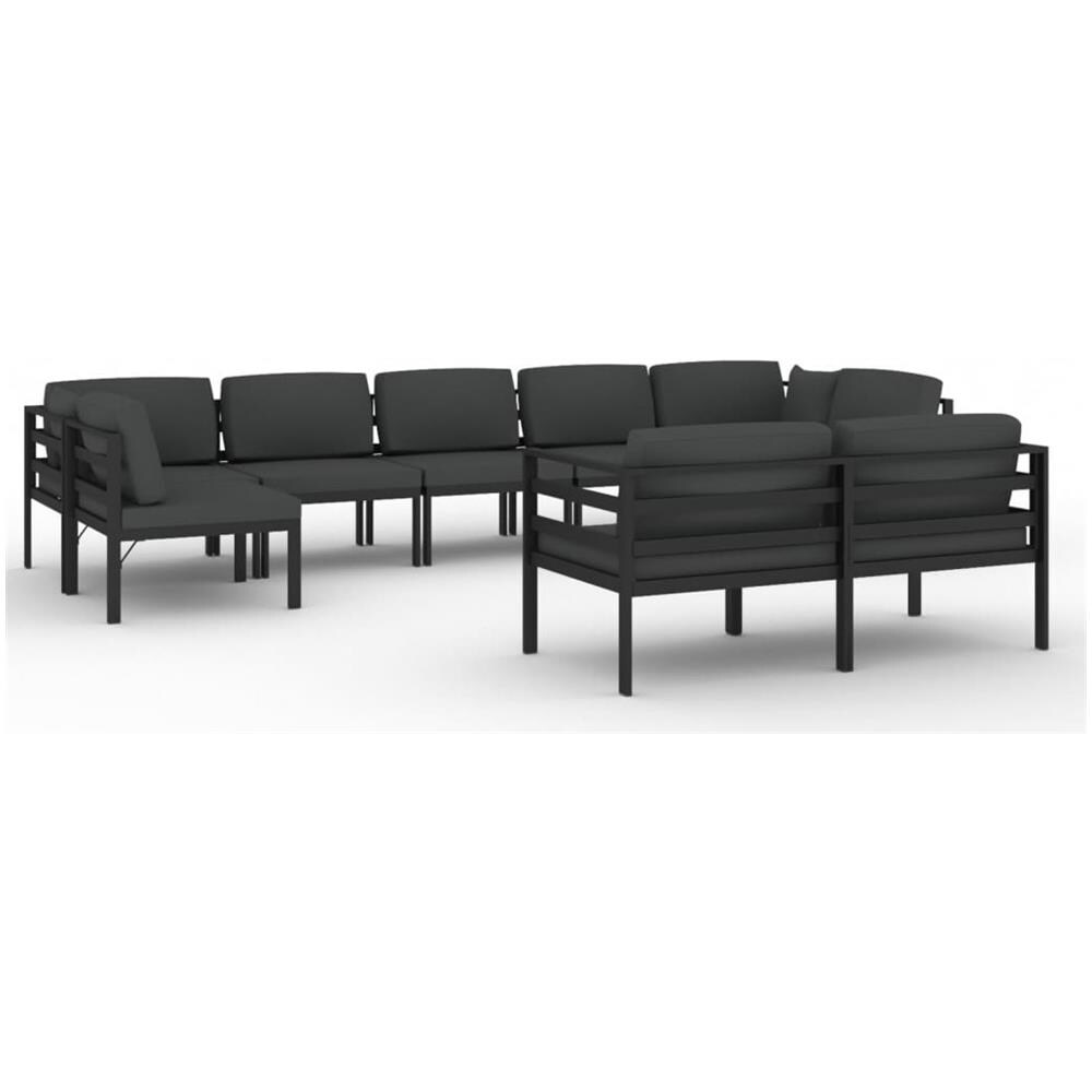 Set Divani Da Giardino 9 Pz Con Cuscini In Alluminio Antracite - Foto 2