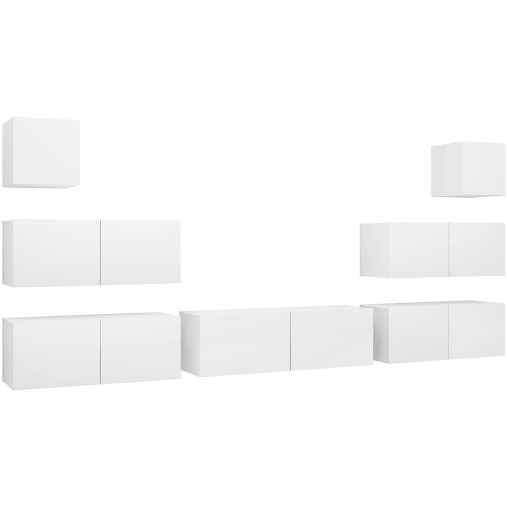 Set Mobili Porta TV 7 pz Bianco in Legno Multistrato - Foto 1