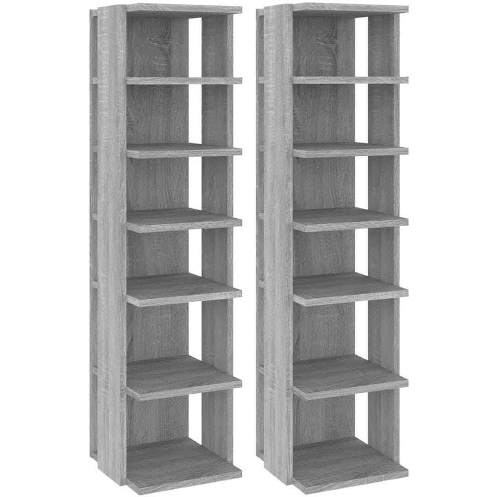 Scarpiere 2 Pz Grigio Sonoma 25x27x102 Cm In Legno Multistrato - Foto 2