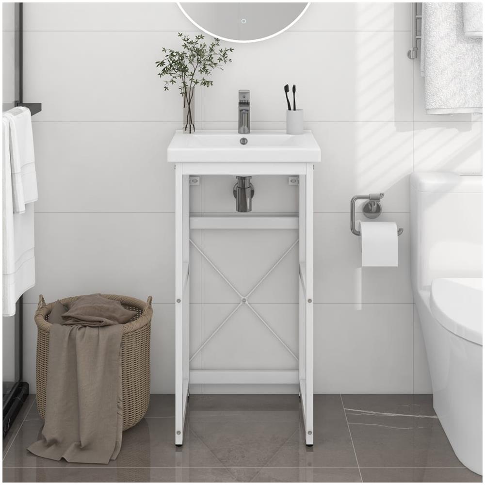 Struttura Per Lavabo Da Bagno Bianca 40x38x83 Cm In Ferro - Foto 1