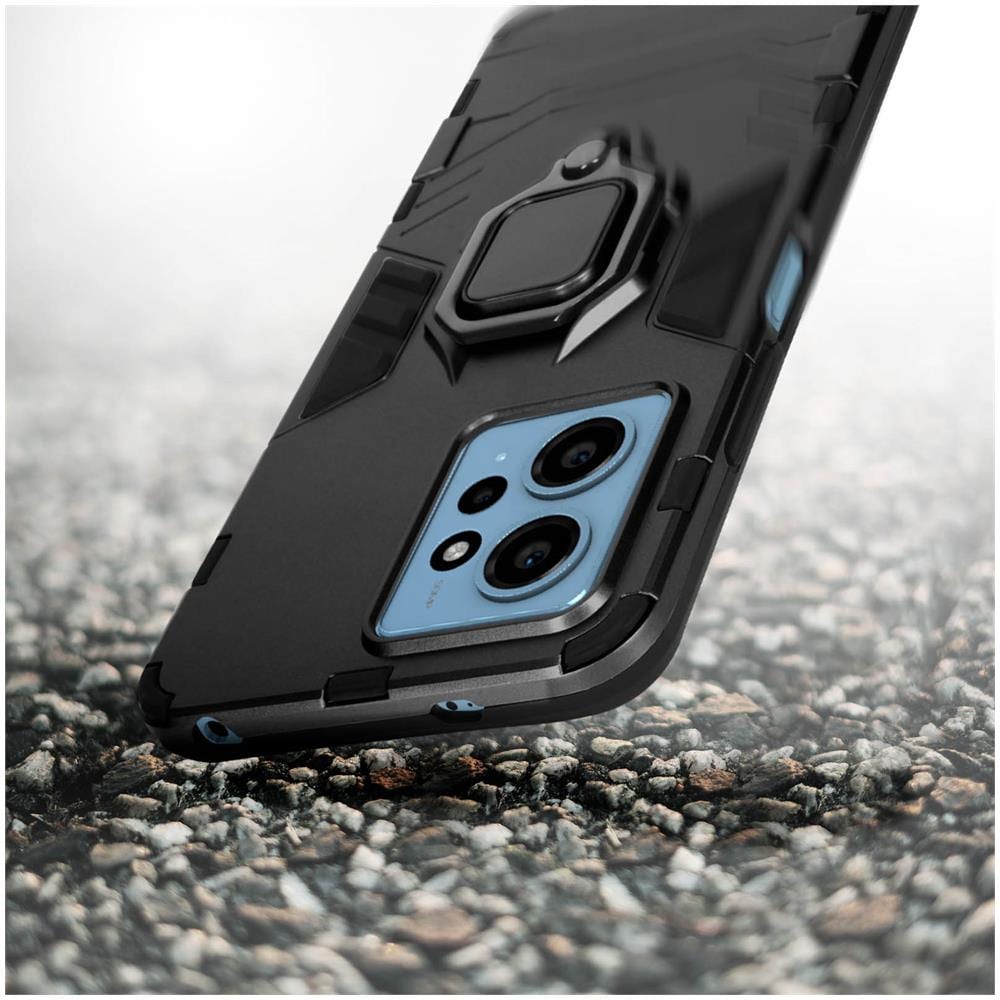 Cover Per Xiaomi Redmi Note 12 5g E 4g Antiurto Con Anello Di Supporto Nera - Foto 2