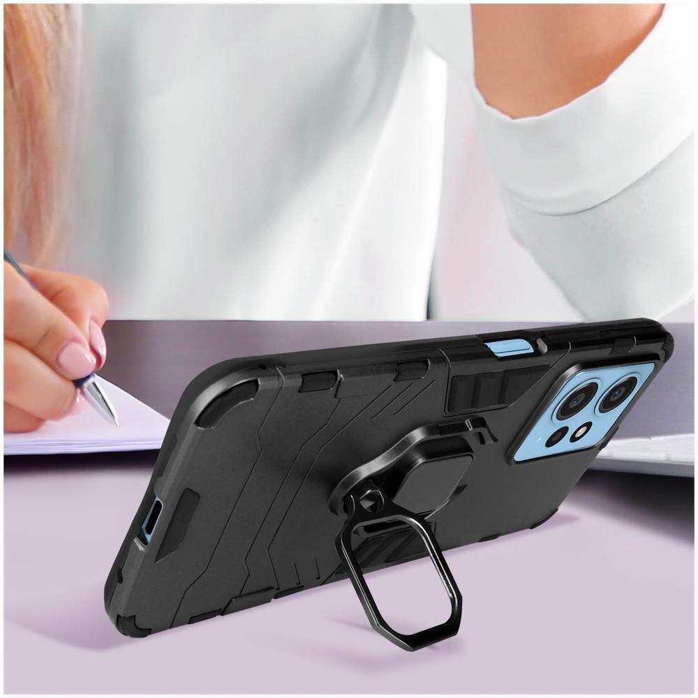 Cover Per Xiaomi Redmi Note 12 5g E 4g Antiurto Con Anello Di Supporto Nera - Foto 5