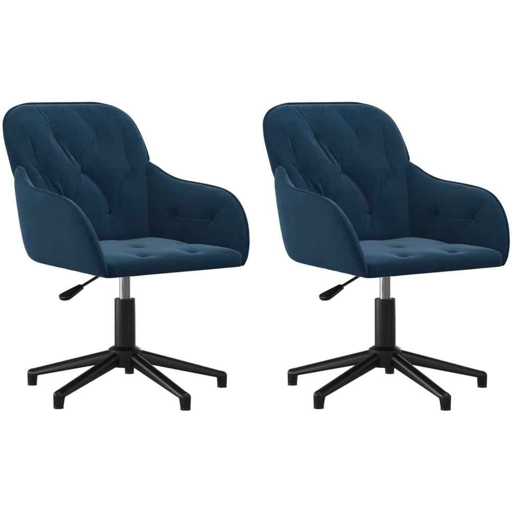 Sedie Da Pranzo Girevoli 2 Pz Blu In Velluto - Foto 2