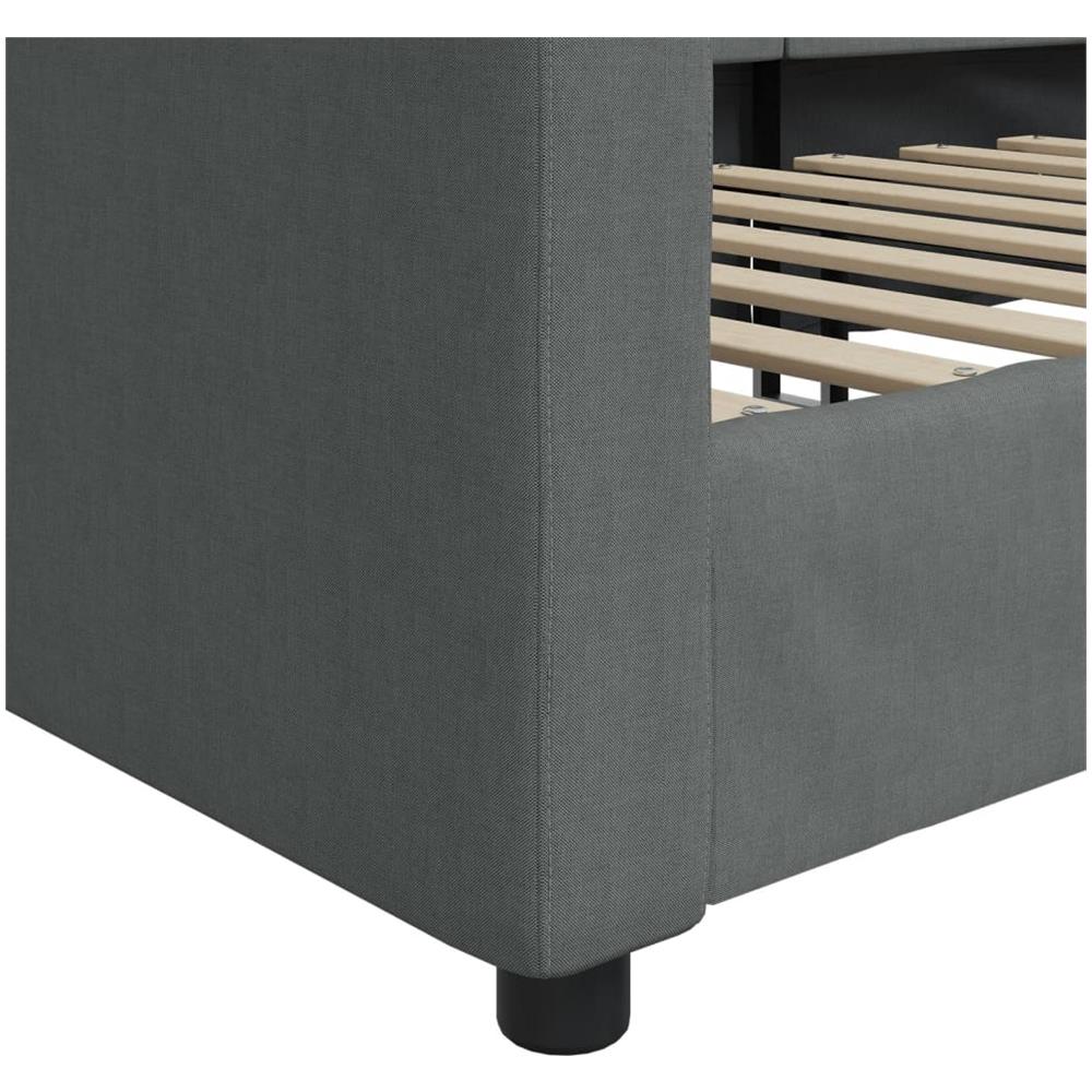 Letto Da Giorno Grigio Scuro 100x200 Cm In Tessuto - Foto 2