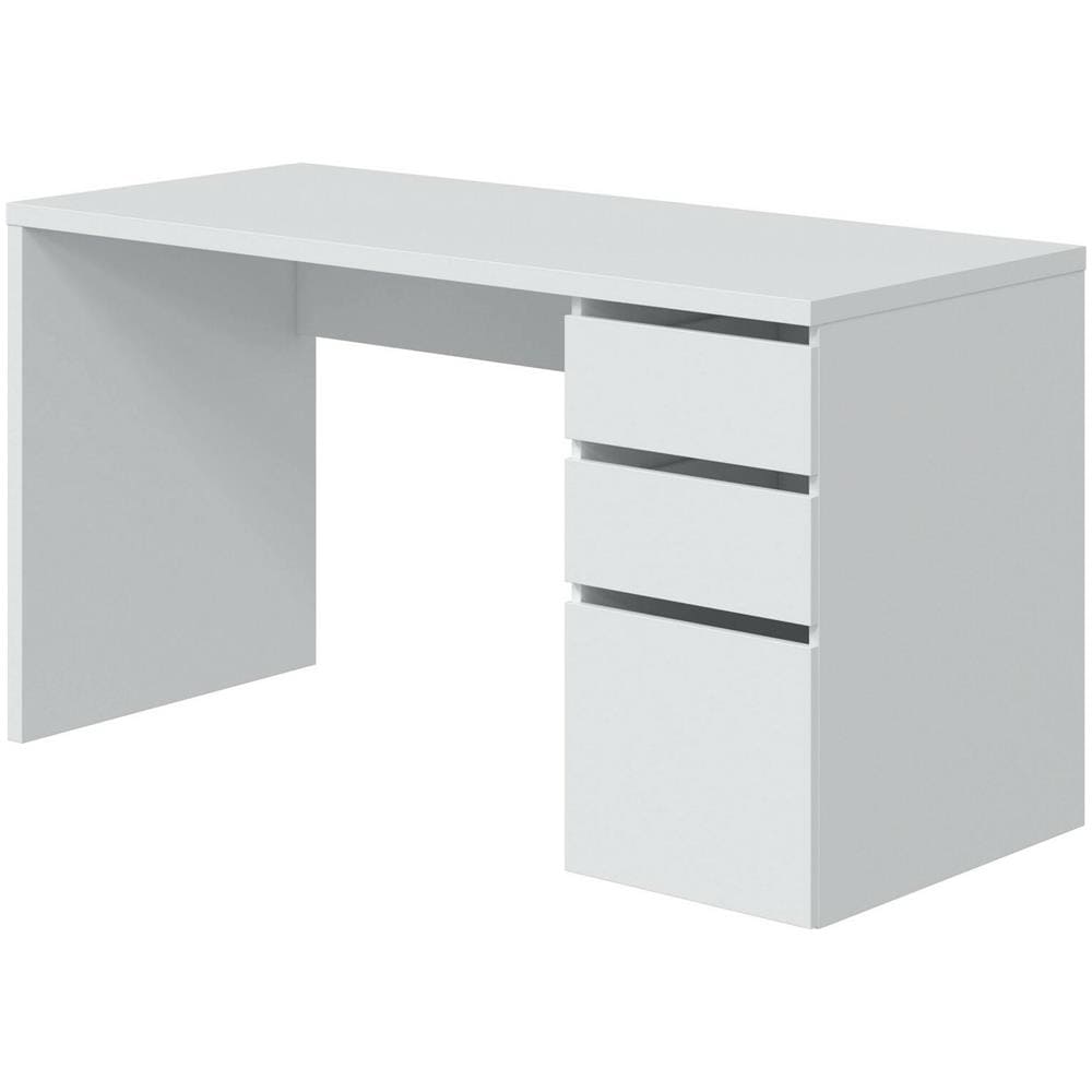 Scrivania Reedsport, Scrittoio Reversibile Con 3 Cassetti, Tavolo Ufficio Salvaspazio Multiposizione, 138x60h74 Cm, Bianco - Foto 2