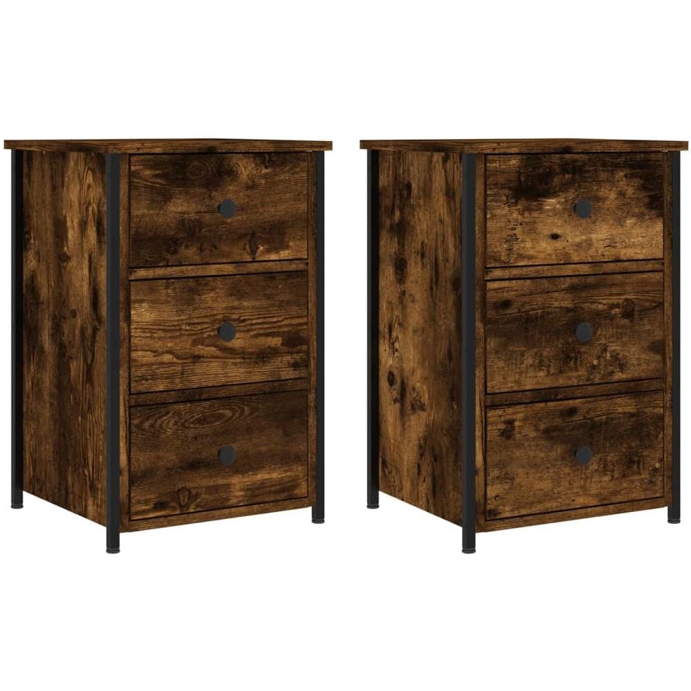 Comodini 2 Pz Rovere Fumo 40x36x60 Cm In Legno Multistrato - Foto 2