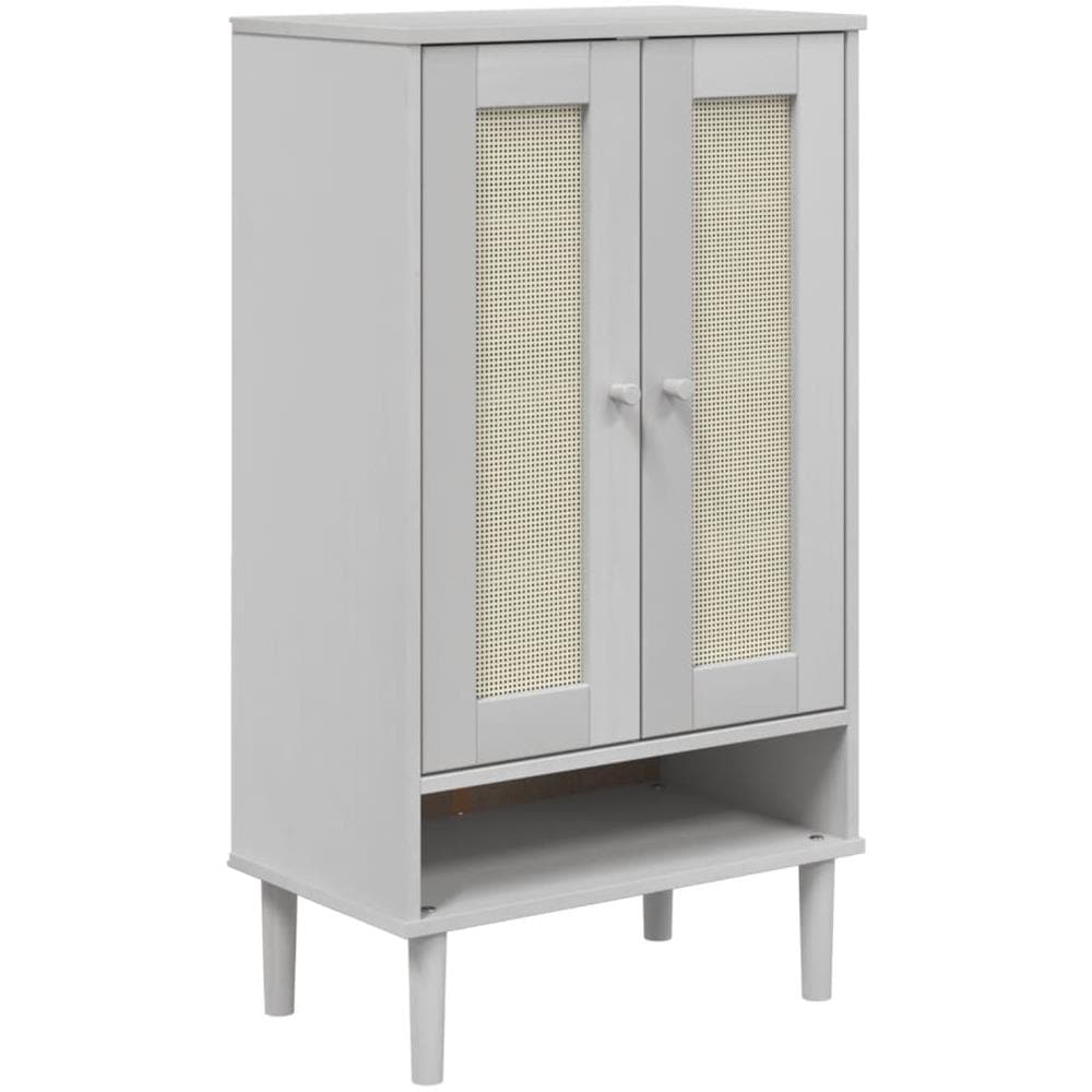 Scarpiera Senja Aspetto Rattan Bianco 59,5x35x107 Cm Massello - Foto 2