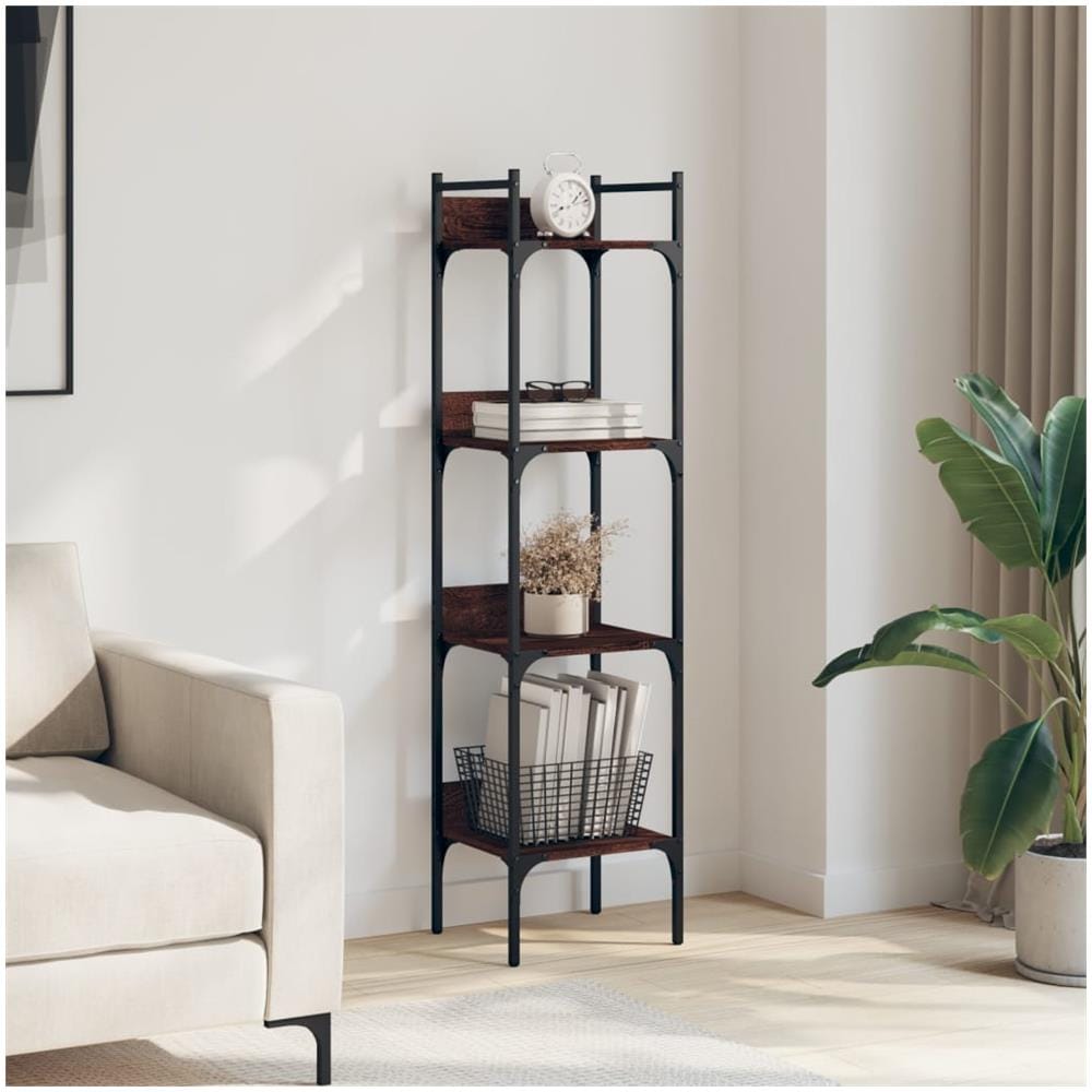 Libreria 4 Ripiani Rovere Marrone 35x30x138,5 Legno Multistrato - Foto 3