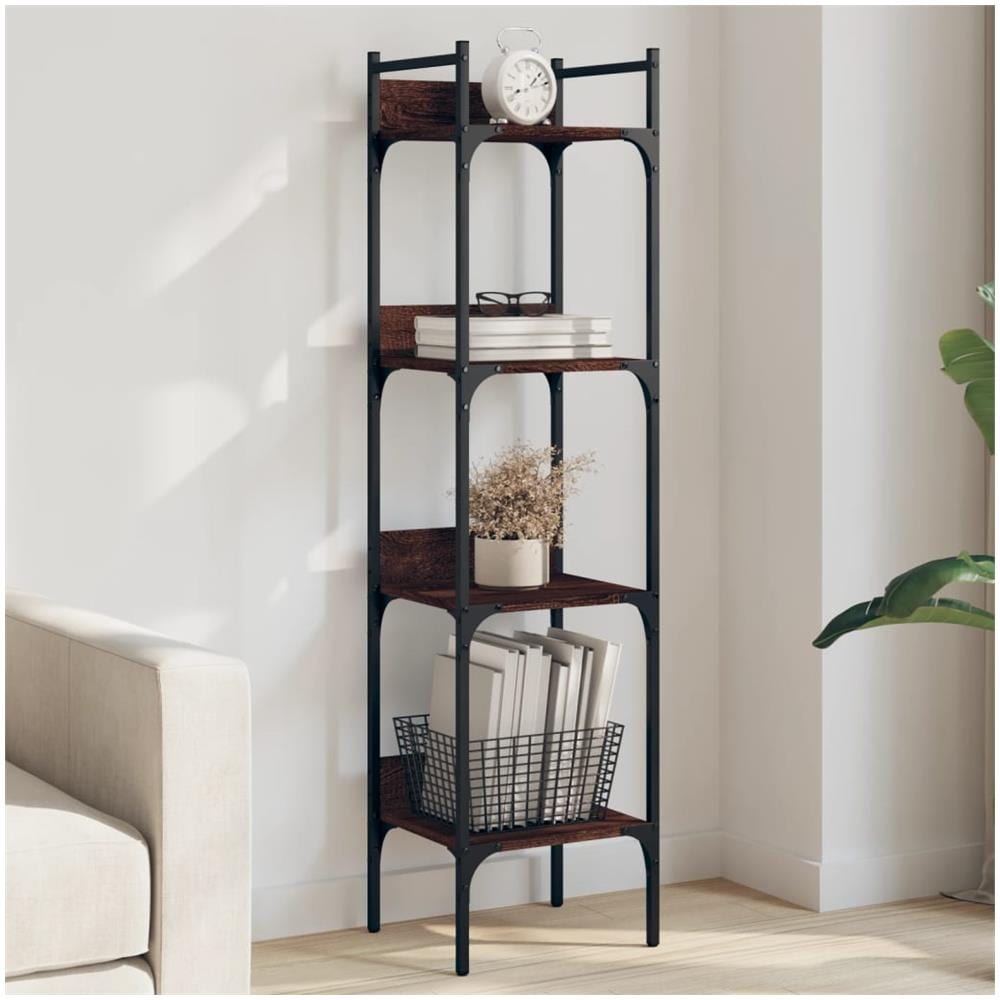 Libreria 4 Ripiani Rovere Marrone 35x30x138,5 Legno Multistrato - Foto 1