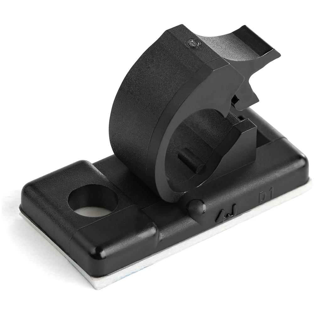 StarTech.com 100 Clip Fermacavi Autoadesivi Nero - Graffette Fermacavo Adesive da Scrivania per Cavi Elettrici /Rete - Supporto Fermacavi - Fermacavo in Plastica - Classe Antincendio UL / 94V-2 - Foto 1