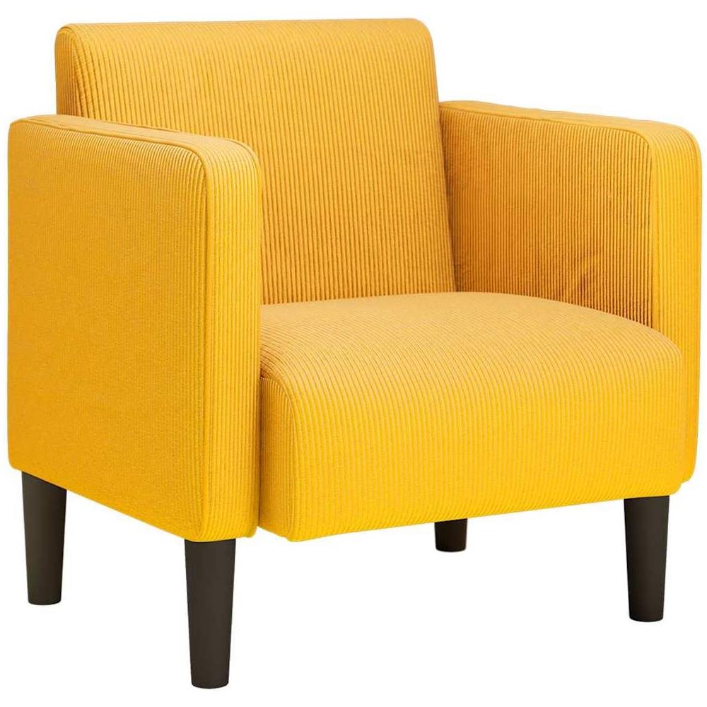 Divano Sedia con Braccioli Giallo Chiaro 54 cm Tessuto a Coste - Foto 1