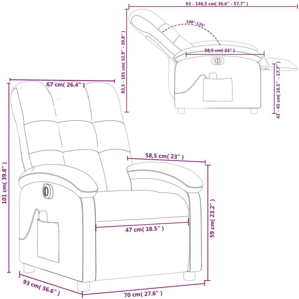 Poltrona Reclinabile Massaggio Elettrica Grigio Scuro Tessuto - Foto 10