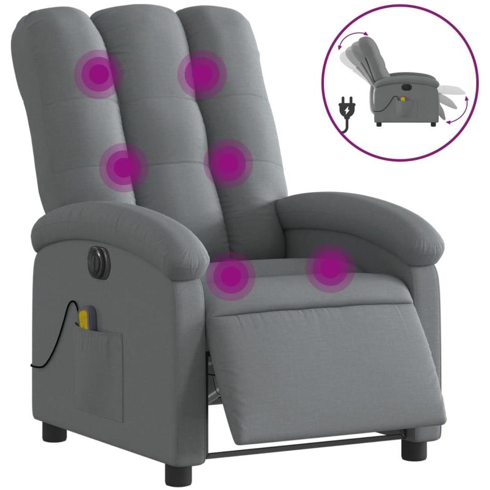 Poltrona Reclinabile Massaggio Elettrica Grigio Scuro Tessuto - Foto 1